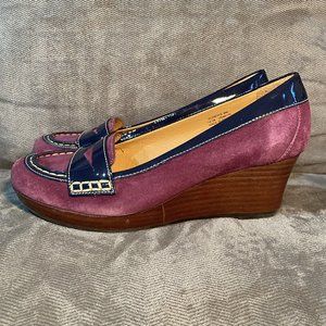 LL Bean Closed Toe Wedge Purple Suede Size 8